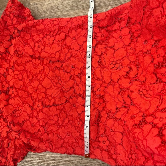 Vince Camuto Lace Midi Dress Women’s Size 6 Coral High Low Short Sleeve Cocktail - Picture 7 of 10
